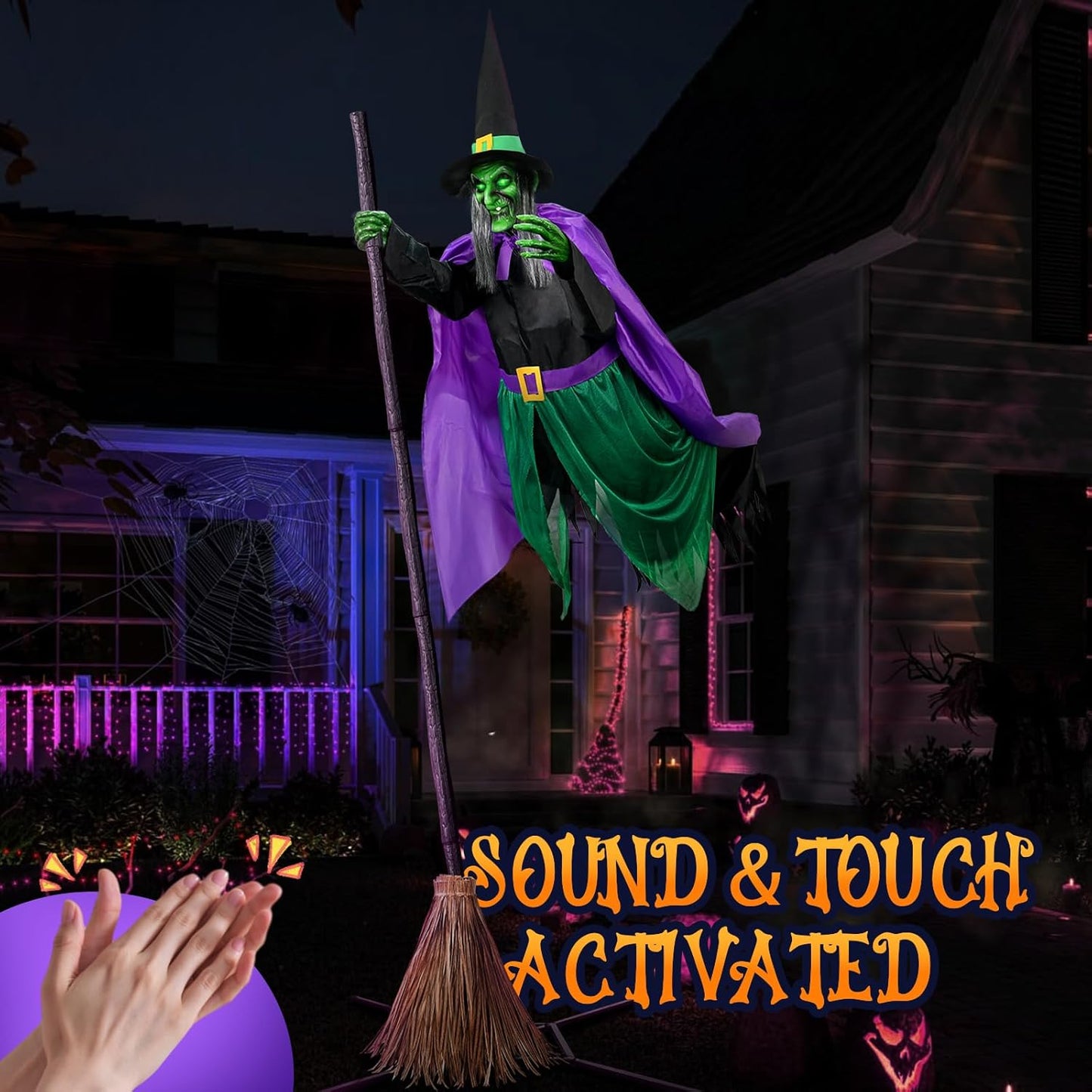 Animated Hovering Witch - Halloween Decorations Outdoor