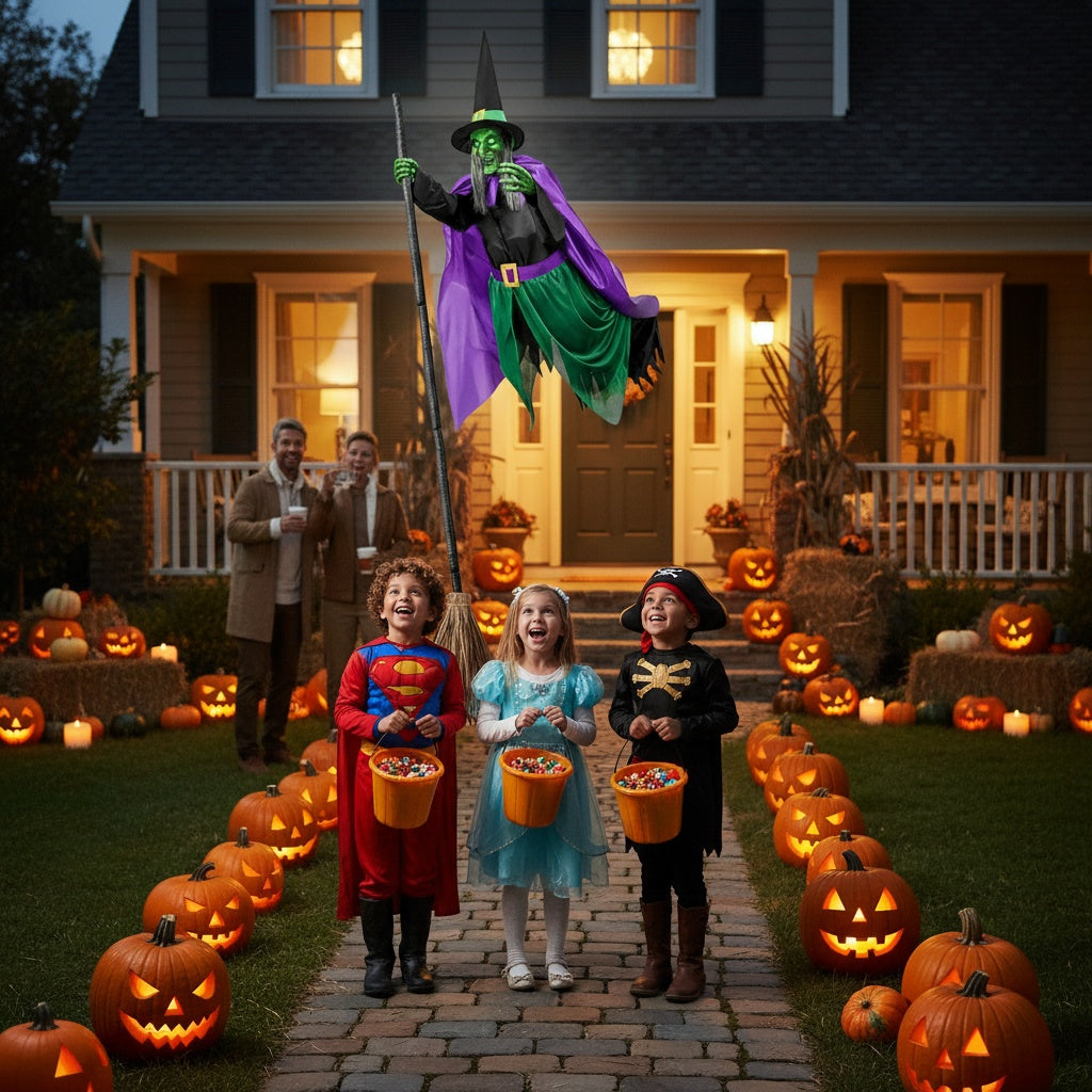 Animated Hovering Witch - Halloween Decorations Outdoor