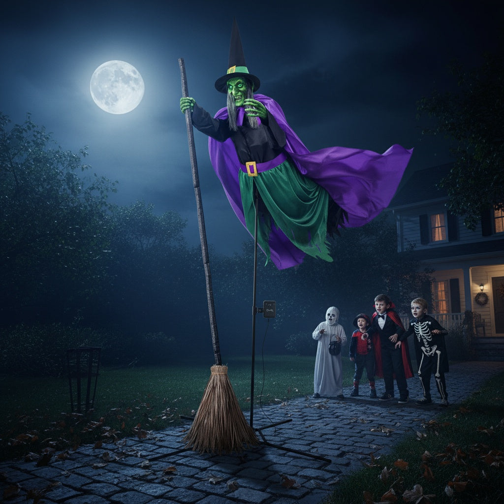 Animated Hovering Witch - Halloween Decorations Outdoor