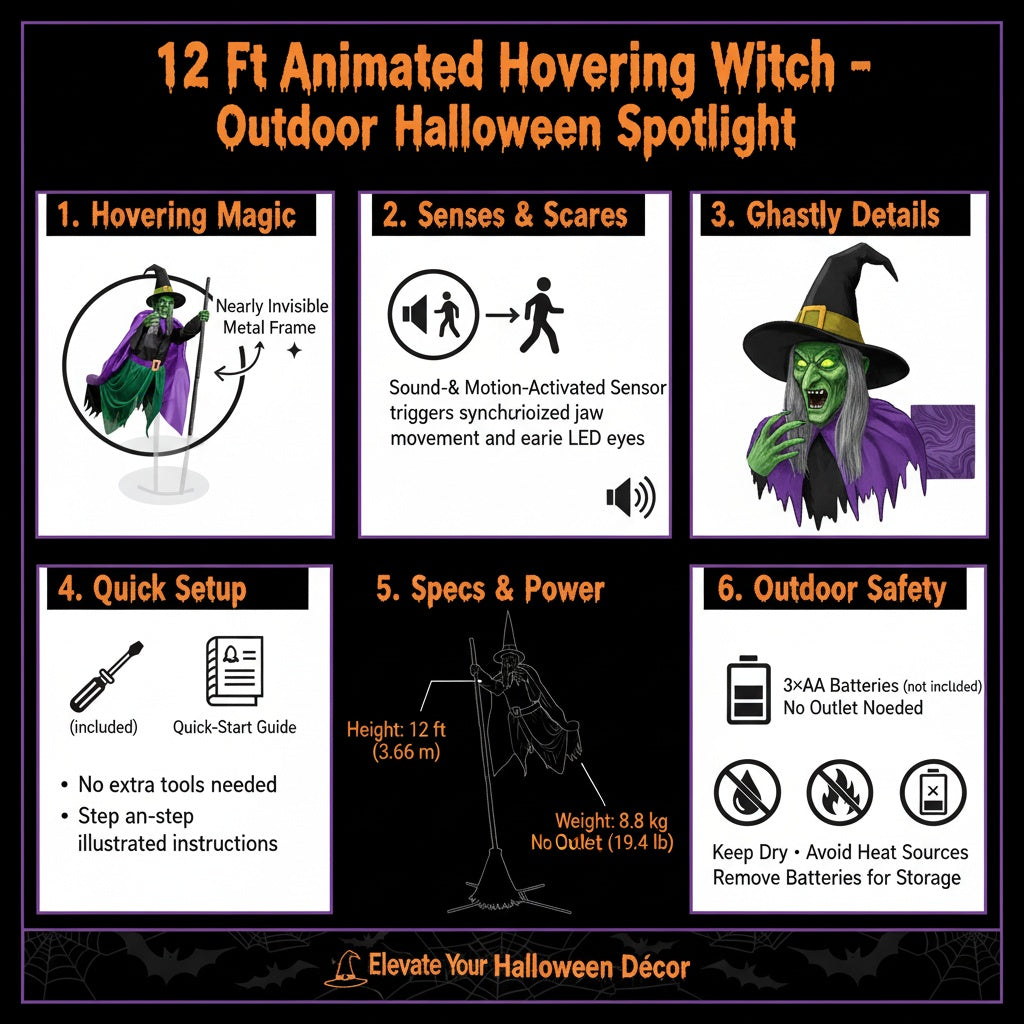 Animated Hovering Witch - Halloween Decorations Outdoor