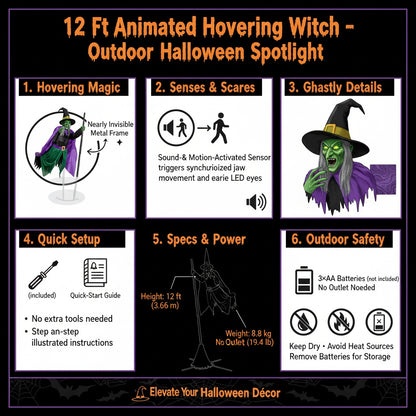 Animated Hovering Witch - Halloween Decorations Outdoor